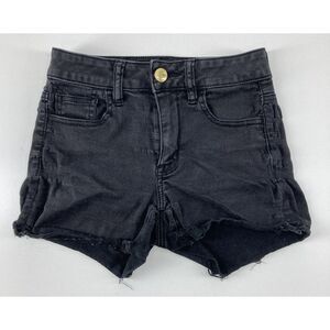 American Eagle Super Super Stretch Hi Rise Shortie Size 0 Black (Measures 26")